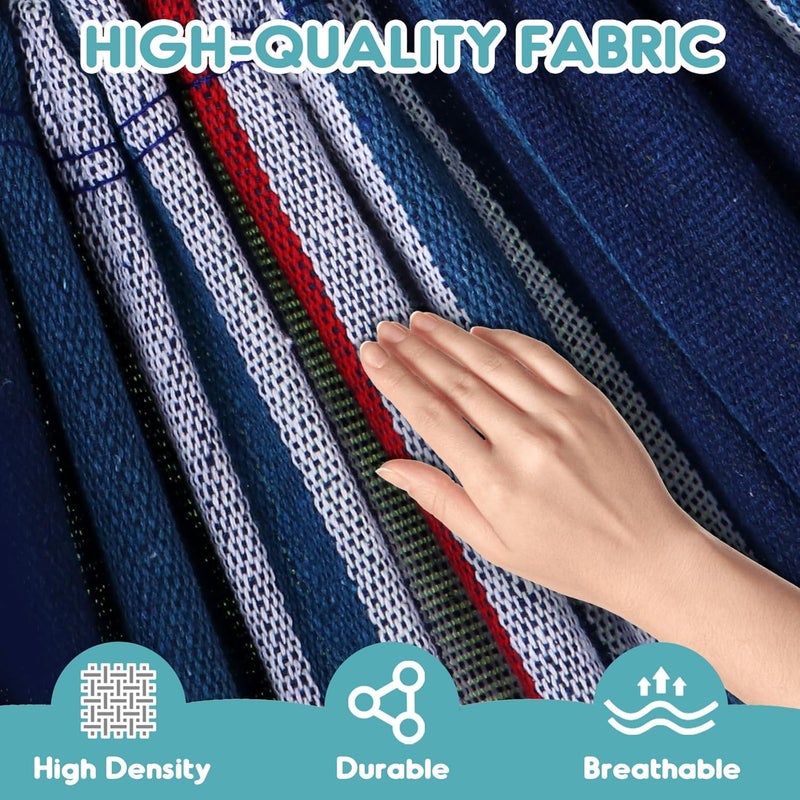 Anyoo Garden Cotton Hammock Comfortable Fabric Hammock with Spreader Bar Sturdy Hammocks Up to 450lbs Portable Lightweight Hammocks with Travel Bag for Camping Outdoor/Indoor Patio Backyard - Image 3